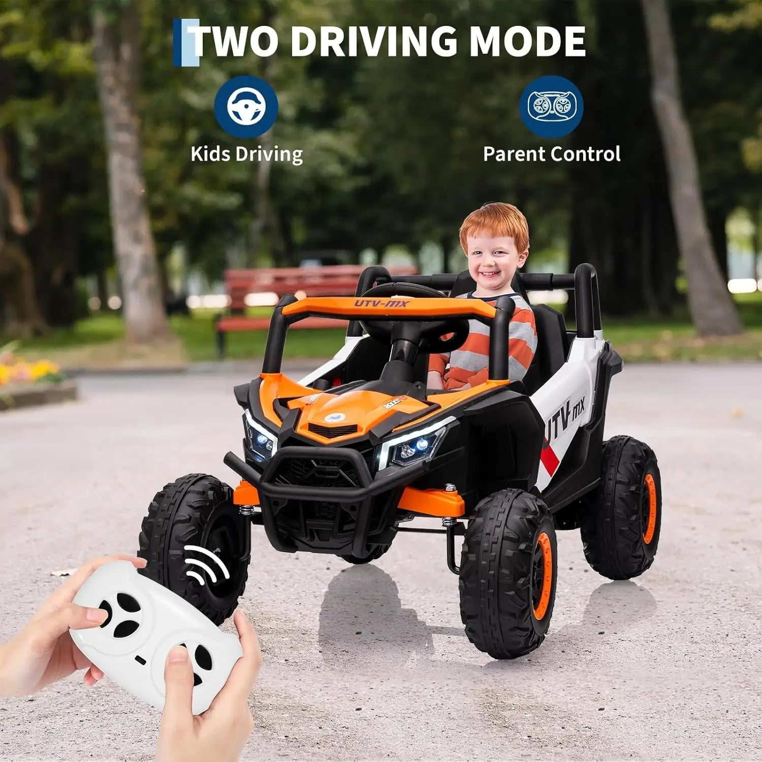 12V Kids Ride On Car,UTV Truck with Remote Control,4WD/2WD Switchable,Electric Vehicle with 4 Spring Suspension for Ages 3-8 Y Ai-TechWorld 