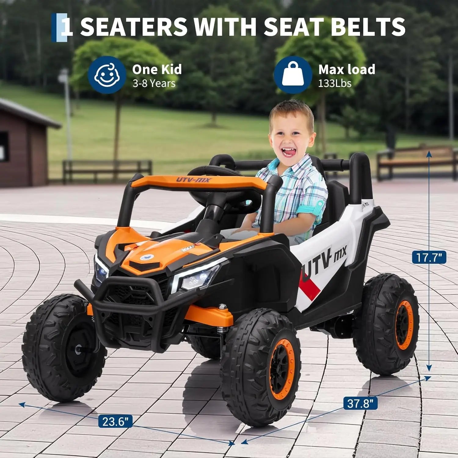 12V Kids Ride On Car,UTV Truck with Remote Control,4WD/2WD Switchable,Electric Vehicle with 4 Spring Suspension for Ages 3-8 Y Ai-TechWorld 