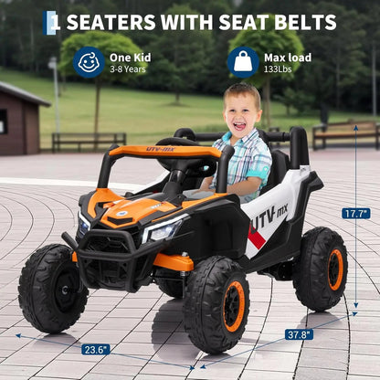 12V Kids Ride On Car,UTV Truck with Remote Control,4WD/2WD Switchable,Electric Vehicle with 4 Spring Suspension for Ages 3-8 Y Ai-TechWorld 