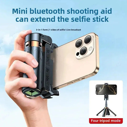 Super Mini Selfie Stick Portable Phone Holder Shooting Aid Versatile Integrated Design Bluetooth Remote For Live Broadcas Ai-TechWorld 