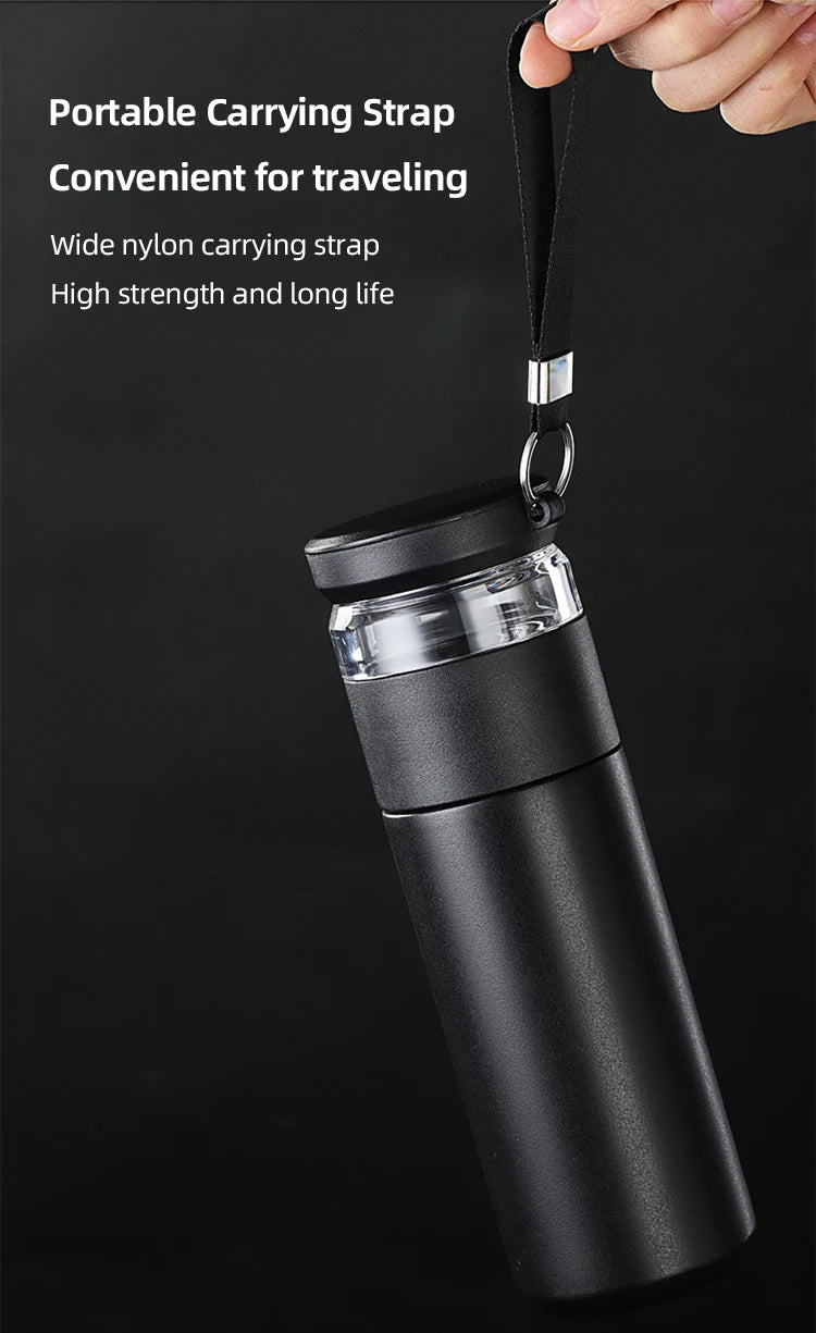 500ml Tea Infuser Vacuum Flask Stainless Steel Insulated Cup with Independent Tea Storage Handle Travel Mug Business Cup Gifts Ai-TechWorld 