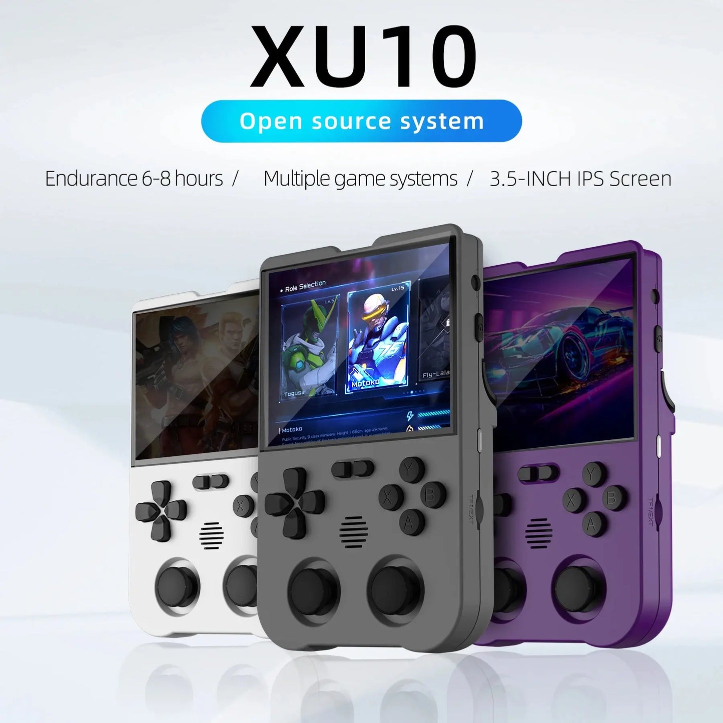 Ampown XU10 Handheld Game Console 3.5" IPS Screen 3000mAh Battery Linux System Built-in Retro Games Portable Video Game Console Ai-TechWorld 