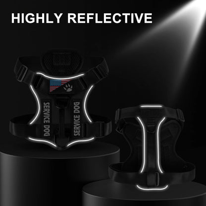 Service Dog Harness, Reflective Dog Vest Harness with 5 PCS Patches, Adjustable Soft Oxford Pet Harness, Inner Layer Mesh, Easy Ai-TechWorld 