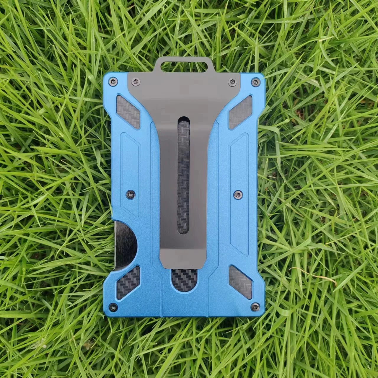 Wallet for Men Slim Aluminum Metal Money Clip with 1 Clear Window ID Badge Holder RFID Blocking Holds Up 15 Cards with Cash Clip Ai-TechWorld 