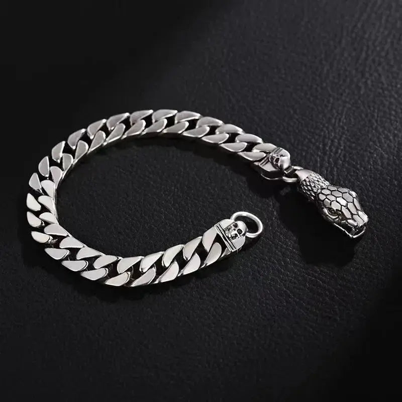 Retro Domineering Lion Head Animal Bracelet for Men Stainless Steel Braided Chain Wristband Bracelet Hip Hop Jewelry Ai-TechWorld 