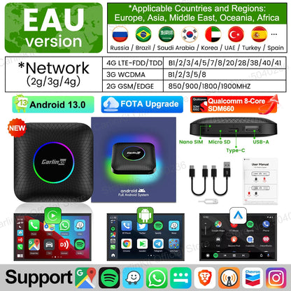 CarlinKit CarPlay Ai Box Android 13 SM6225 8 Cores 64GB 128GB Car Smart Streaming Box Wireless CarPlay Android Auto For Netflix Ai-TechWorld 
