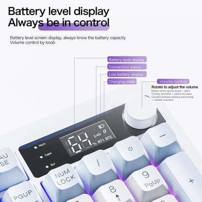 Xunfox TK100 Bluetooth wireless dual-mode keyboard desktop laptop office E-Sports gaming RGB light effect charging robot feel Ai-TechWorld   ai-techworld