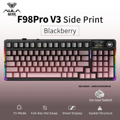 AULA F98 Pro V3 Mechanical Keyboard Custom RGB Backlight Wireless Bluetooth Gaming Keyboard With Screen and Knob Ai-TechWorld   ai-techworld