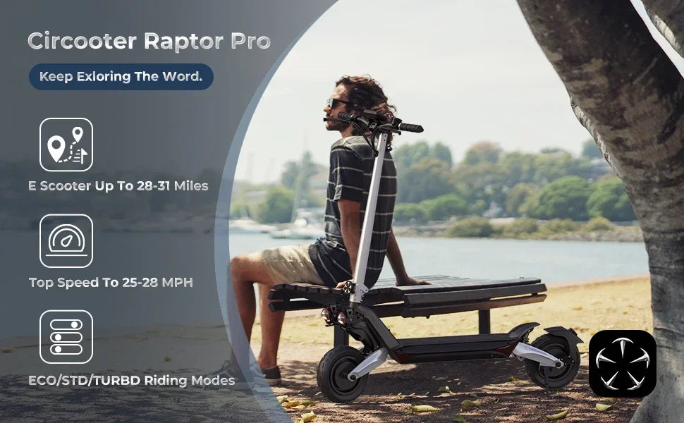 Circooter Raptor pro adult escooter, 1600W motor, 48V 20AH folding E-scooter, 10-inch tire, E-mountain scooter, electric scooter Ai-TechWorld 