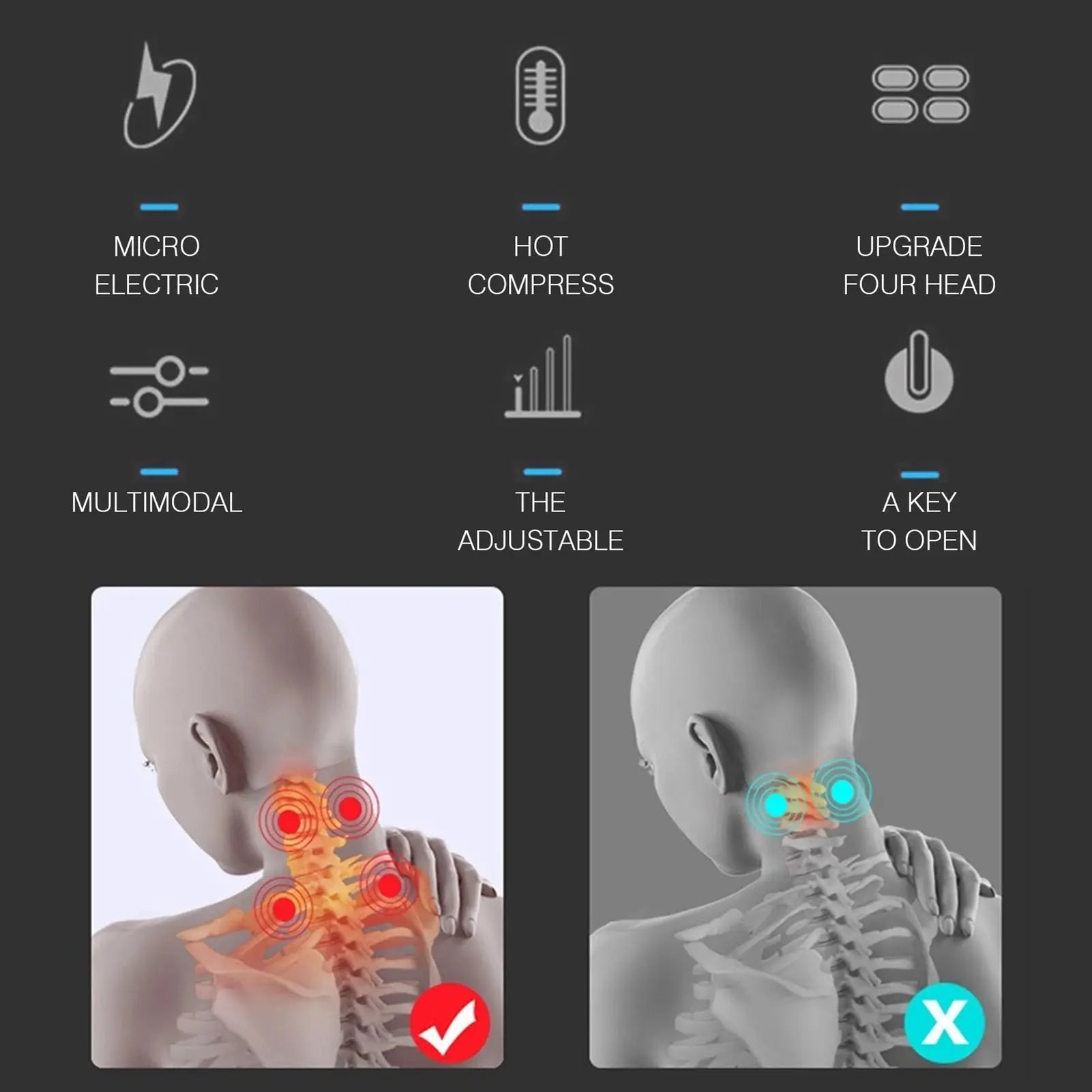 Neck Massage Machine 4 Head And Neck Protection Heating Machines Breathing Light Vibration Hot Compress Cervical Spine Machine Ai-TechWorld 