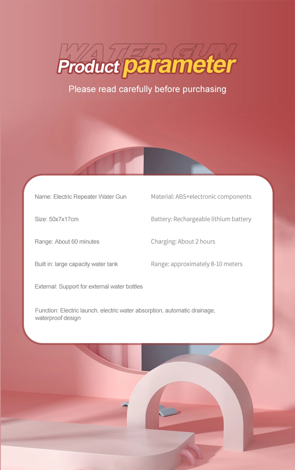 Electric Automatic Water Storage Gun Toys Portable Children Summer Beach Outdoor Fight Fantasy Spray Gun Toys Boy Kid Adult Game Ai-TechWorld 