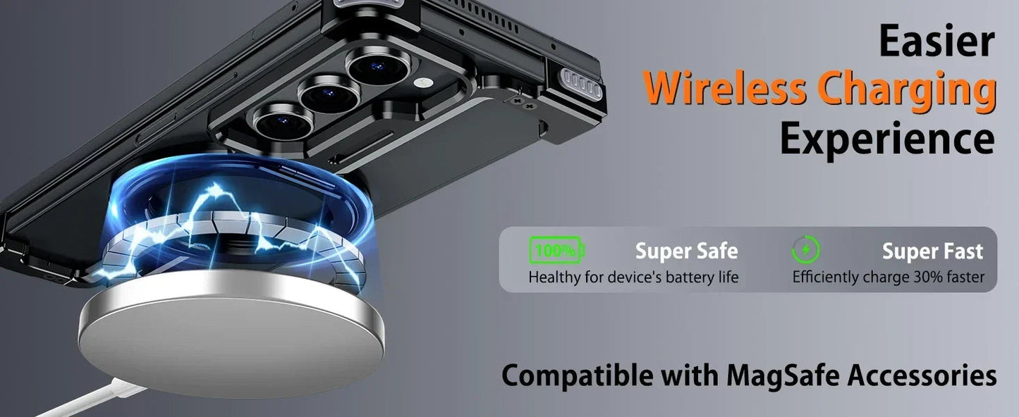 Eary for Samsung Galaxy Z Fold 6 5 Case with Magnetic Stand Magsafe Protective Cover Metals Frameless Bumper Wireless Charging Ai-TechWorld 