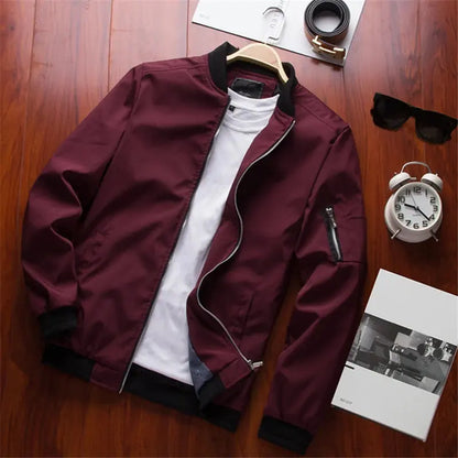 Men Bomber Jacket Thin Slim Long Sleeve baseball Jackets Mens Windbreaker Zipper Windbreaker Jacket Male Outwear Brand Clothing Ai-TechWorld 