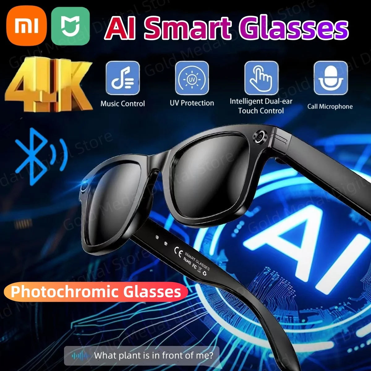 Xiaomi 4K AI Smart Glasses Chat GPT HD Camera Bluetooth Call Voice Assistant Music Player Translate Photochromic Glasses Ai-TechWorld 