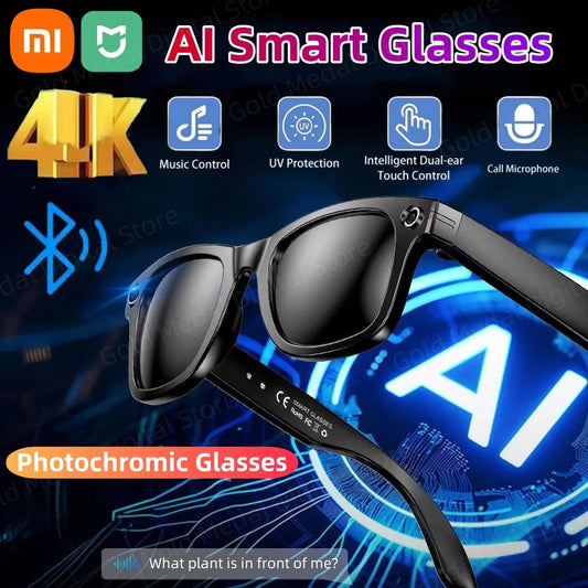 Xiaomi 4K AI Smart Glasses Chat GPT HD Camera Bluetooth Call Voice Assistant Music Player Translate Photochromic Glasses Ai-TechWorld 