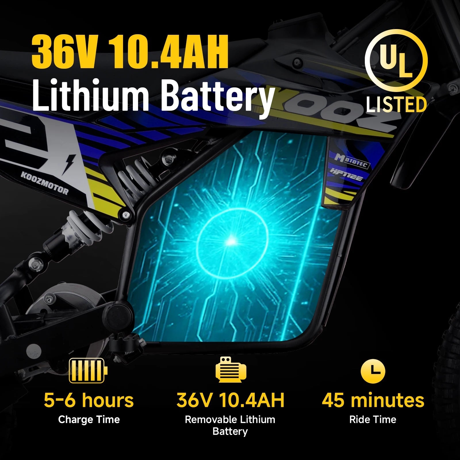 KOOZ HP112E PRO 36V 1000W Electric Motorcycle for Kids, Electric Dirt Bike Up to 20.6 MPH & 19 Miles Long-Range,UL 2849. Ai-TechWorld 