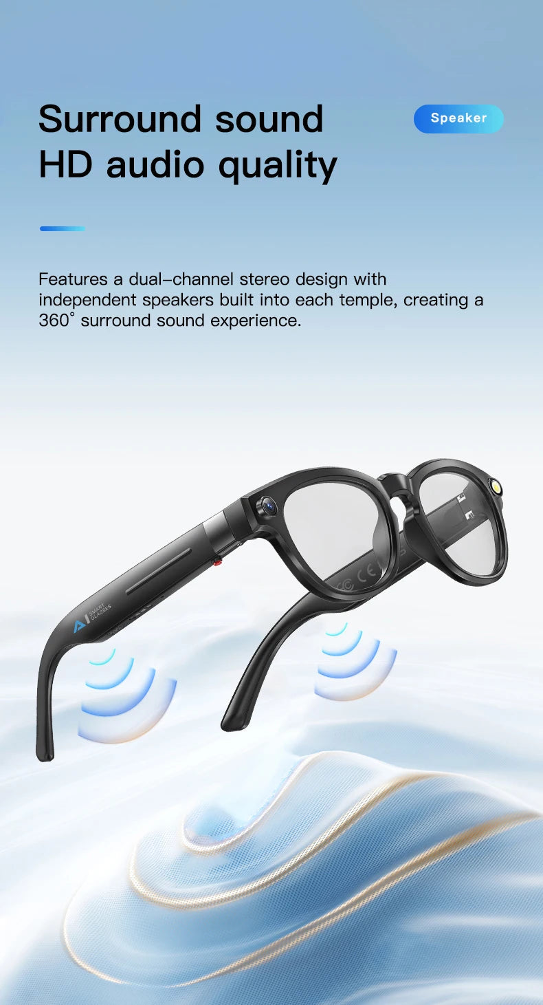 LIGE 4K 800W HD Camera Smart Glasses Recording Videos 290mAh AI Photo Recognition Chat Translation Bluetooth Photochromic Lenses Ai-TechWorld 