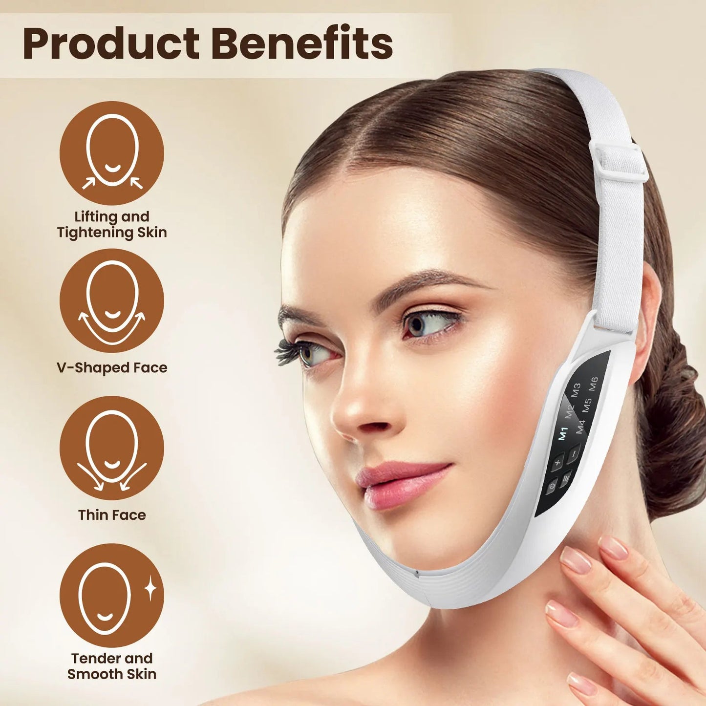 Electric V Face Lifting Beauty Device 6 Modes 8 Levels EMS Micro-current Firming Facial Massager Double Chin Removal Skin Care Ai-TechWorld 