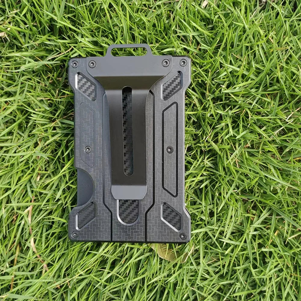 Wallet for Men Slim Aluminum Metal Money Clip with 1 Clear Window ID Badge Holder RFID Blocking Holds Up 15 Cards with Cash Clip Ai-TechWorld 