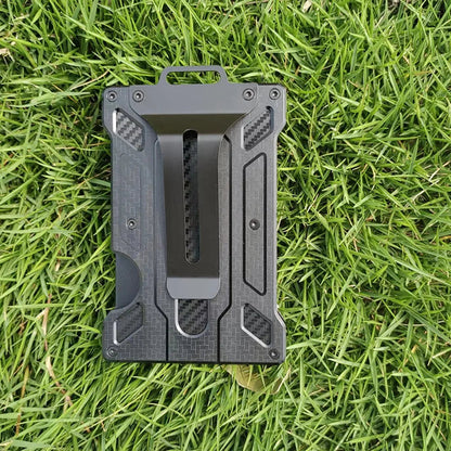 Wallet for Men Slim Aluminum Metal Money Clip with 1 Clear Window ID Badge Holder RFID Blocking Holds Up 15 Cards with Cash Clip Ai-TechWorld 