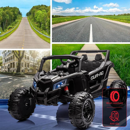 2 Seater Ride On Car, 24V Kids Ride On UTV Car w/Remote Control, 2×200W Motor Electric Vehicle LED Lights Off-Road Toy for Kids Ai-TechWorld 