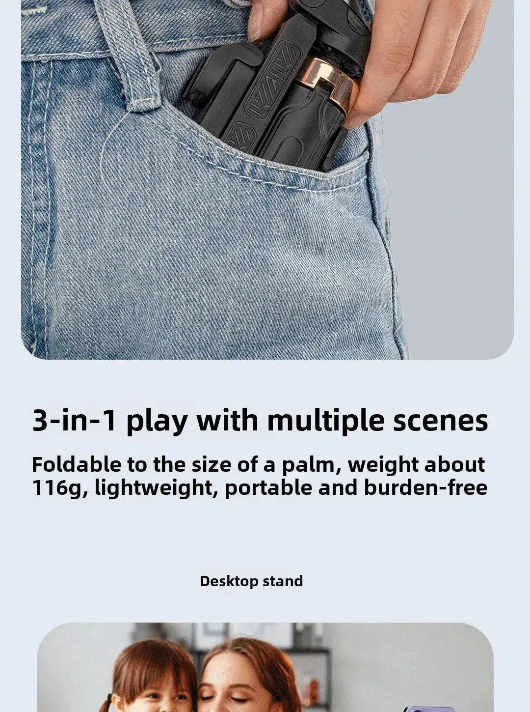 Super Mini Selfie Stick Portable Phone Holder Shooting Aid Versatile Integrated Design Bluetooth Remote For Live Broadcas Ai-TechWorld 