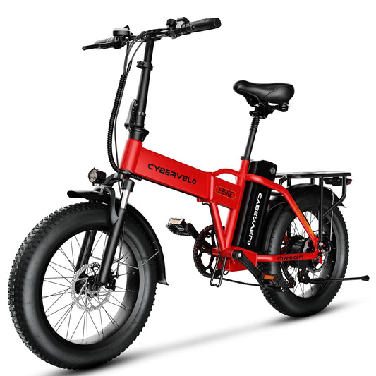 Cybervelo EK4 Folding Electric Bike, 48V 960WH Large Removable Battery E-Bike, 30+MPH, 80 Miles Max Range, 20" FatTire for Adult Ai-TechWorld 