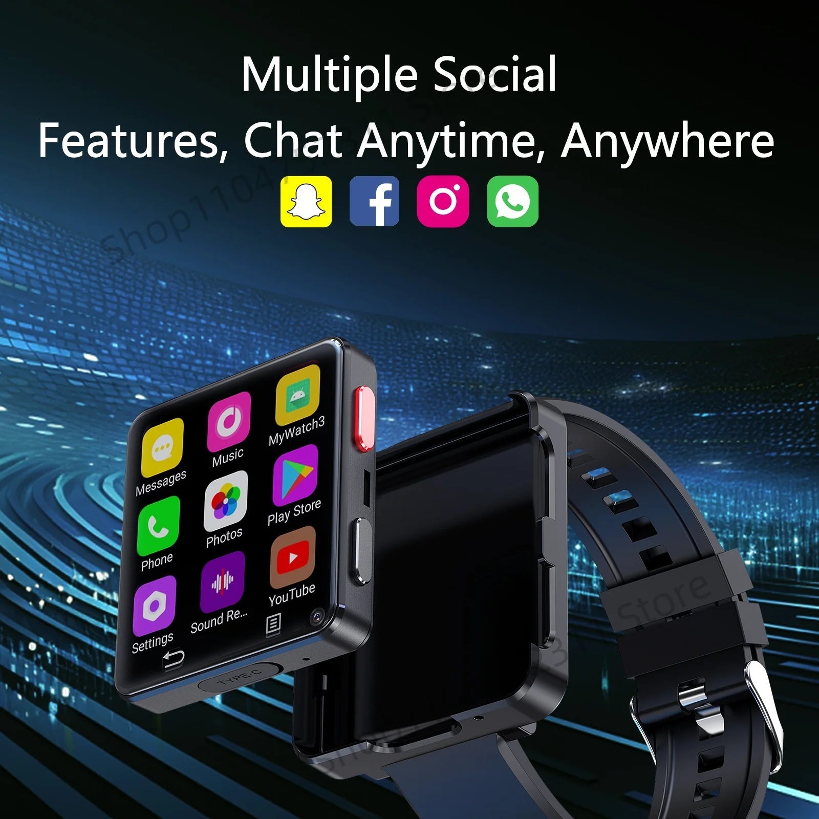 S998 4G Smart Watch Android 11.0 OS Smartwatch 2.64 inch Large Screen 480*480 MTK6739 500W Dual Camera 1200mAH Battery Wifi GPS Ai-TechWorld 