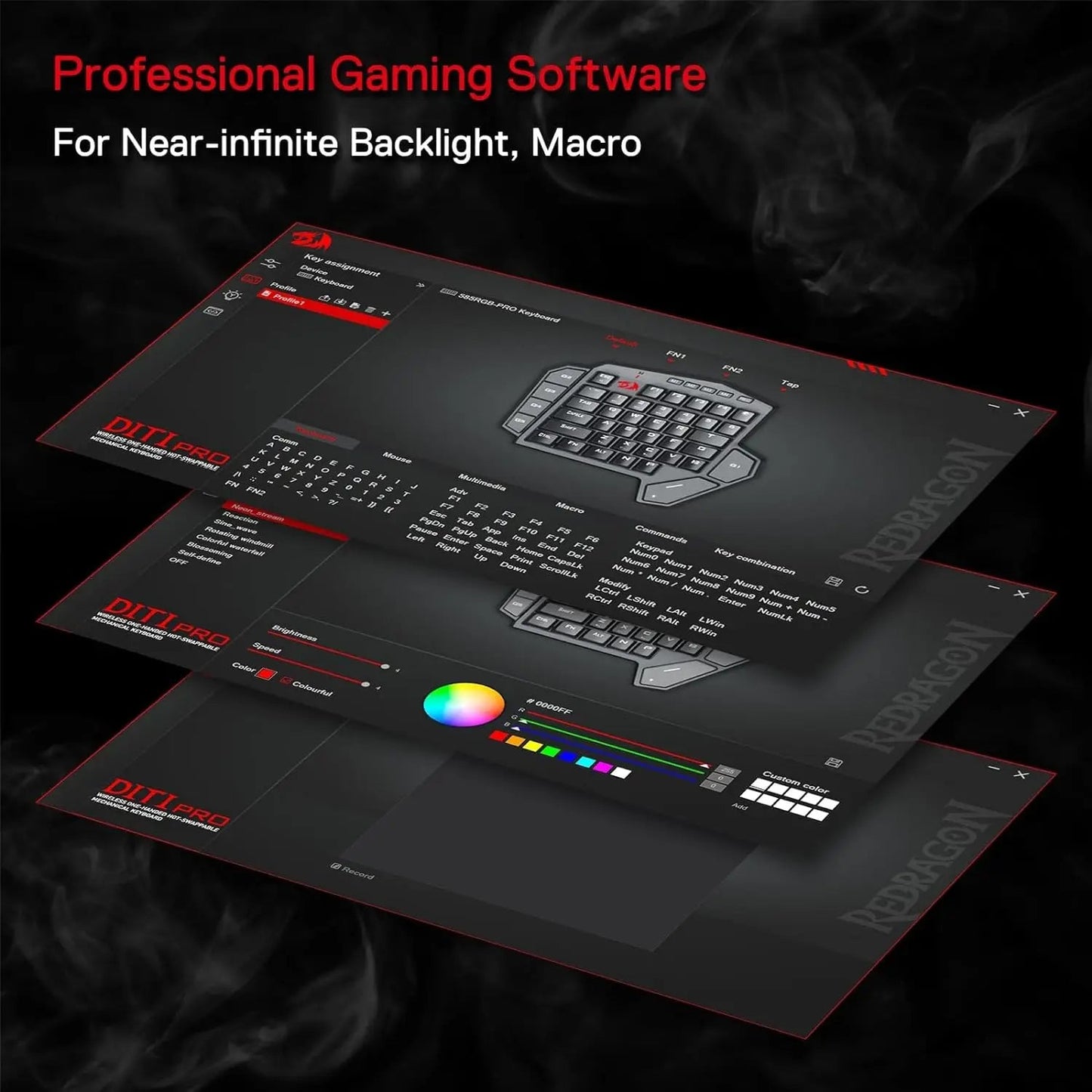 Redragon K585 PRO Wireless One-Handed Mechanical Keyboard 42 Keys 3-Mode RGB 7 Onboard Macro Keys Detachable Wrist Support Ai-TechWorld   ai-techworld