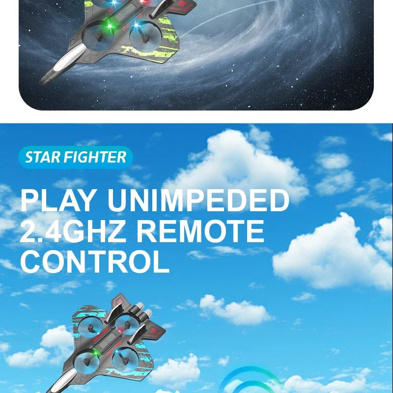 2.4G remote control fighter electric foam glider stunt tumbling UAV hovering helicopter with LED colorful lights aircraft model Ai-TechWorld 