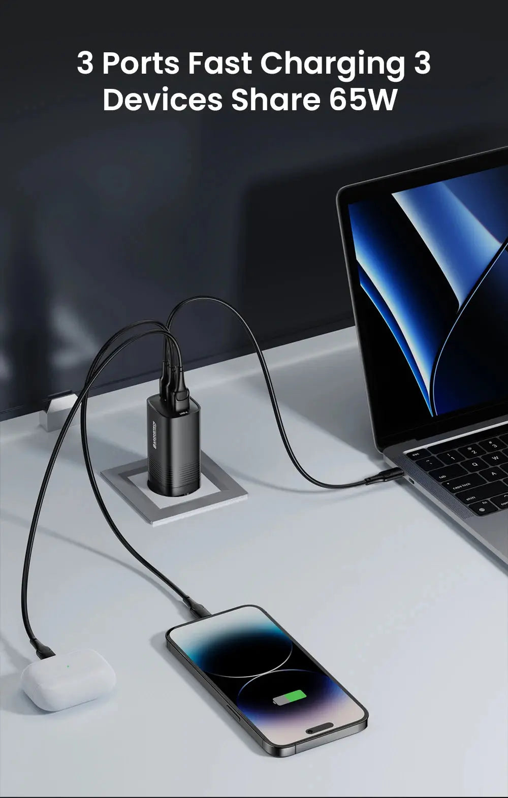 ASOMETECH GaN USB Type C Charger 65W 45W PPS PD QC4.0 Quick Charger For Macbook Laptop IPAD Tablet iPhone 16 Samsung S23 Ultra Ai-TechWorld 