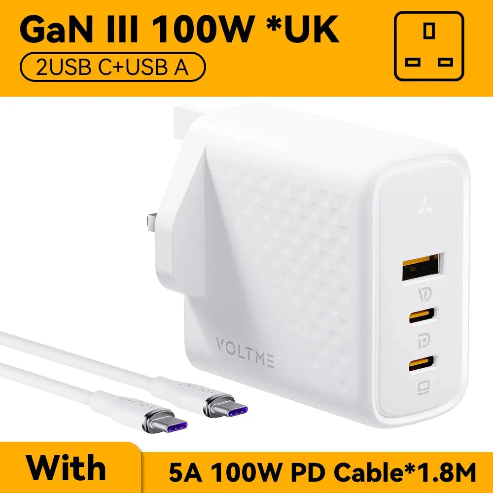 VOLTME GaN III 100W Desktop Charger Quick Charge 4.0 QC 3.0 PD USB-C Type C USB Fast Charging For MacBook Samsung iPhone 15 14 Ai-TechWorld 