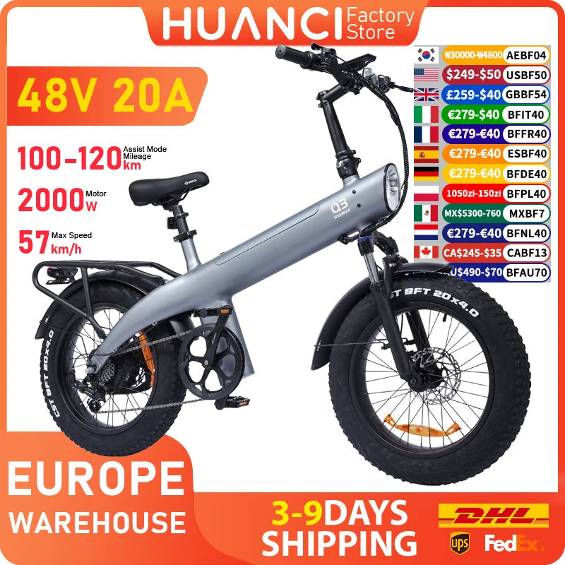 HUANCI Q3 Mountain Electric bicycle 2000W Adult electric bike 48V 20AH  City e bike Off-Road ebike Ai-TechWorld 