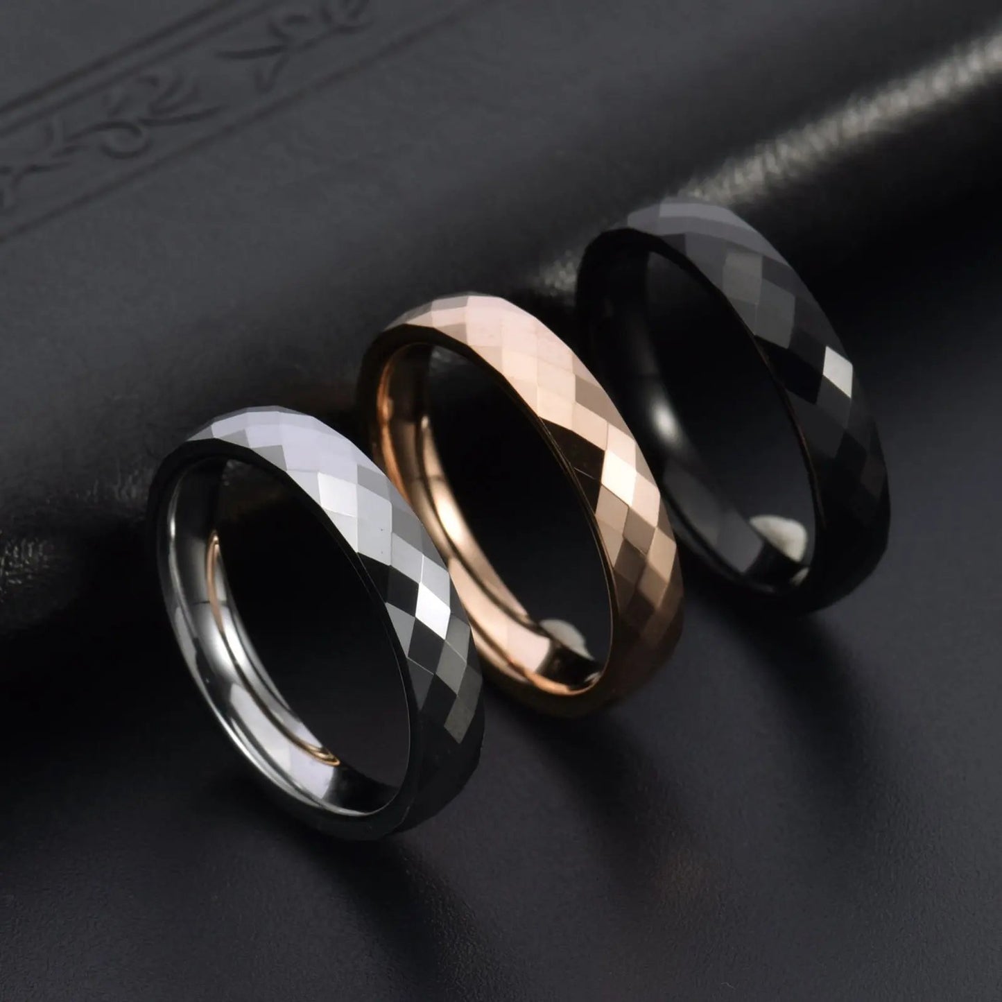 Tungsten Steel Ring Rhombus Luxury Simple Fashion Tungsten Ring Couples Ring Ai-TechWorld 