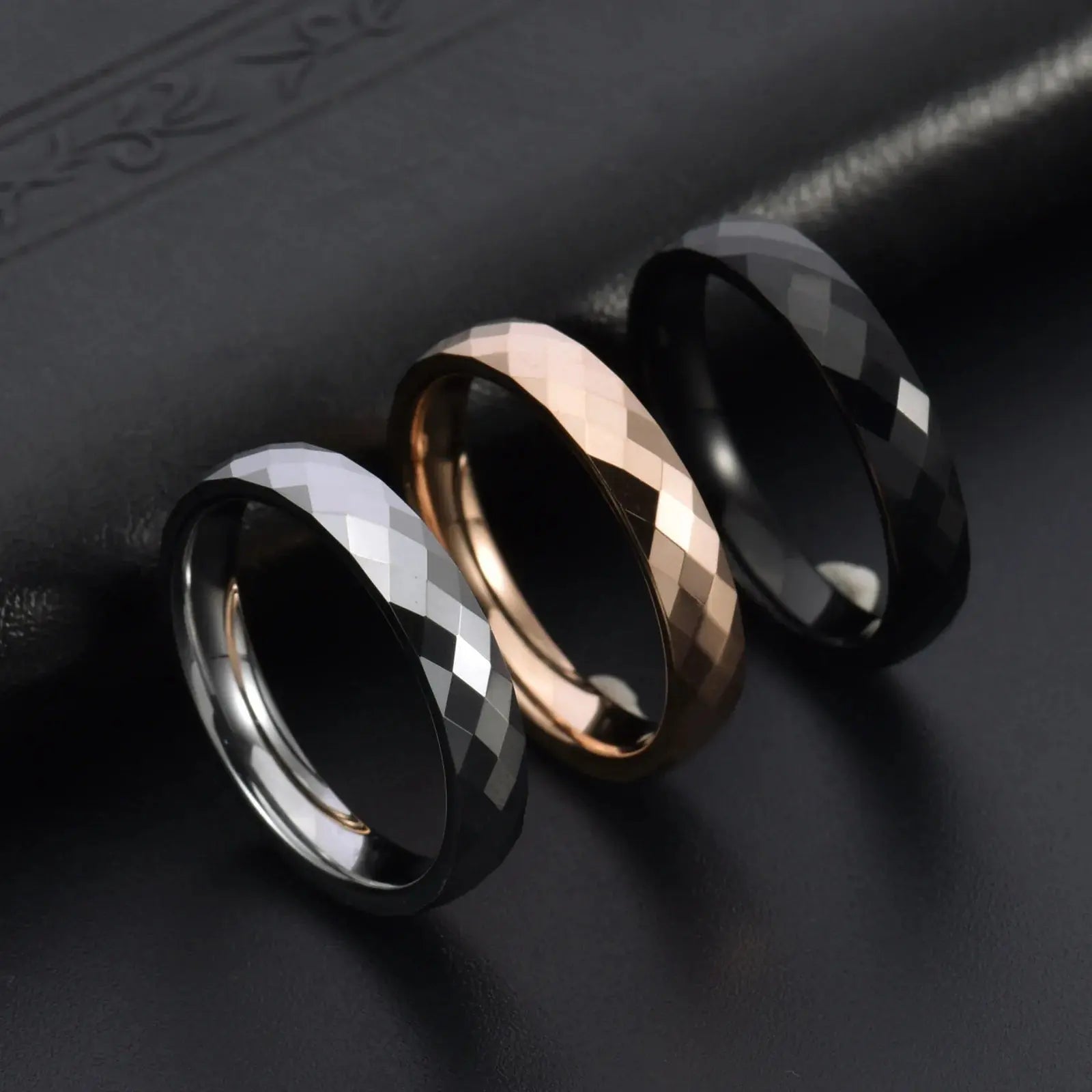 Tungsten Steel Ring Rhombus Luxury Simple Fashion Tungsten Ring Couples Ring Ai-TechWorld 