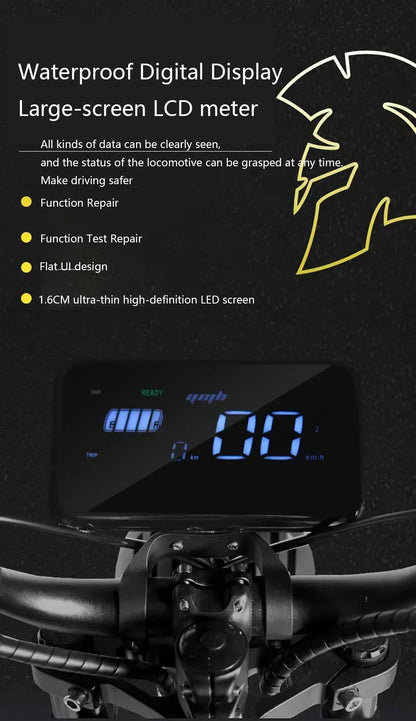 Ebike ZPW Black Warrior 3000W 60V 45AH Camping Motorcycle, Adult Electric Bike 20 Inch Fat Tire Electric Bike Ai-TechWorld 