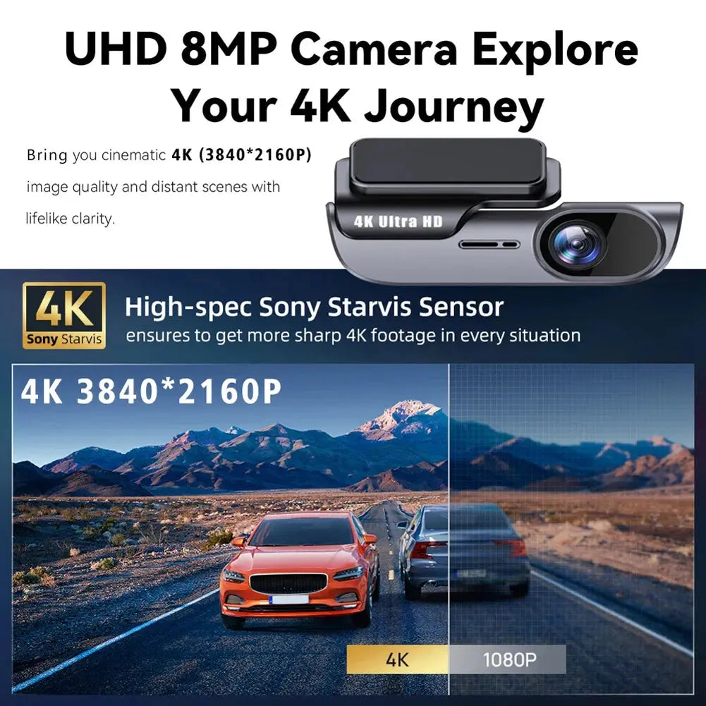4K Car Dash Camera with GPS Wi-Fi Car DVR UHD Recording Video Recorder 24H Parking Monitor Driving Vehicle Cam Night Vision Ai-TechWorld 