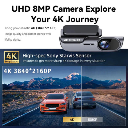 4K Car Dash Camera with GPS Wi-Fi Car DVR UHD Recording Video Recorder 24H Parking Monitor Driving Vehicle Cam Night Vision Ai-TechWorld 