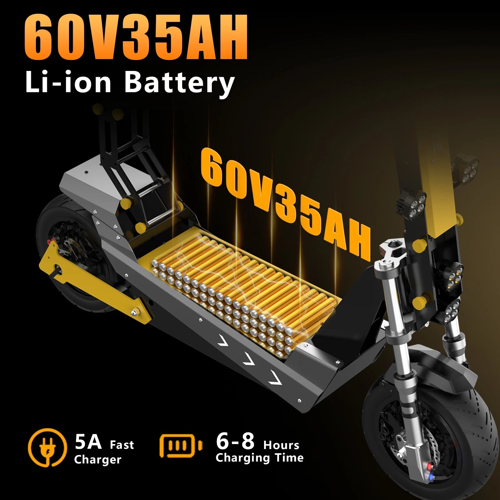 Terrosor 3000Wx2 Adult Electric Scooter Dual Motor Top Speed 50MPH,60V35AH, 11-inch Off-Road Tires Sport Folding EScooter Ai-TechWorld 