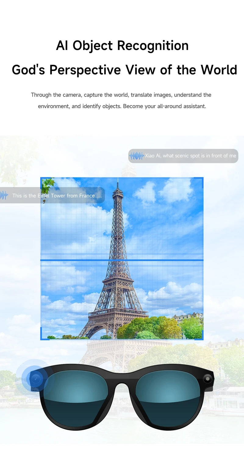 Xiaomi 6K HD AI Smart Camera Glasses Multifunctional Bluetooth Calling Voice Assistant Music Player Translation Camera Glasses Ai-TechWorld 