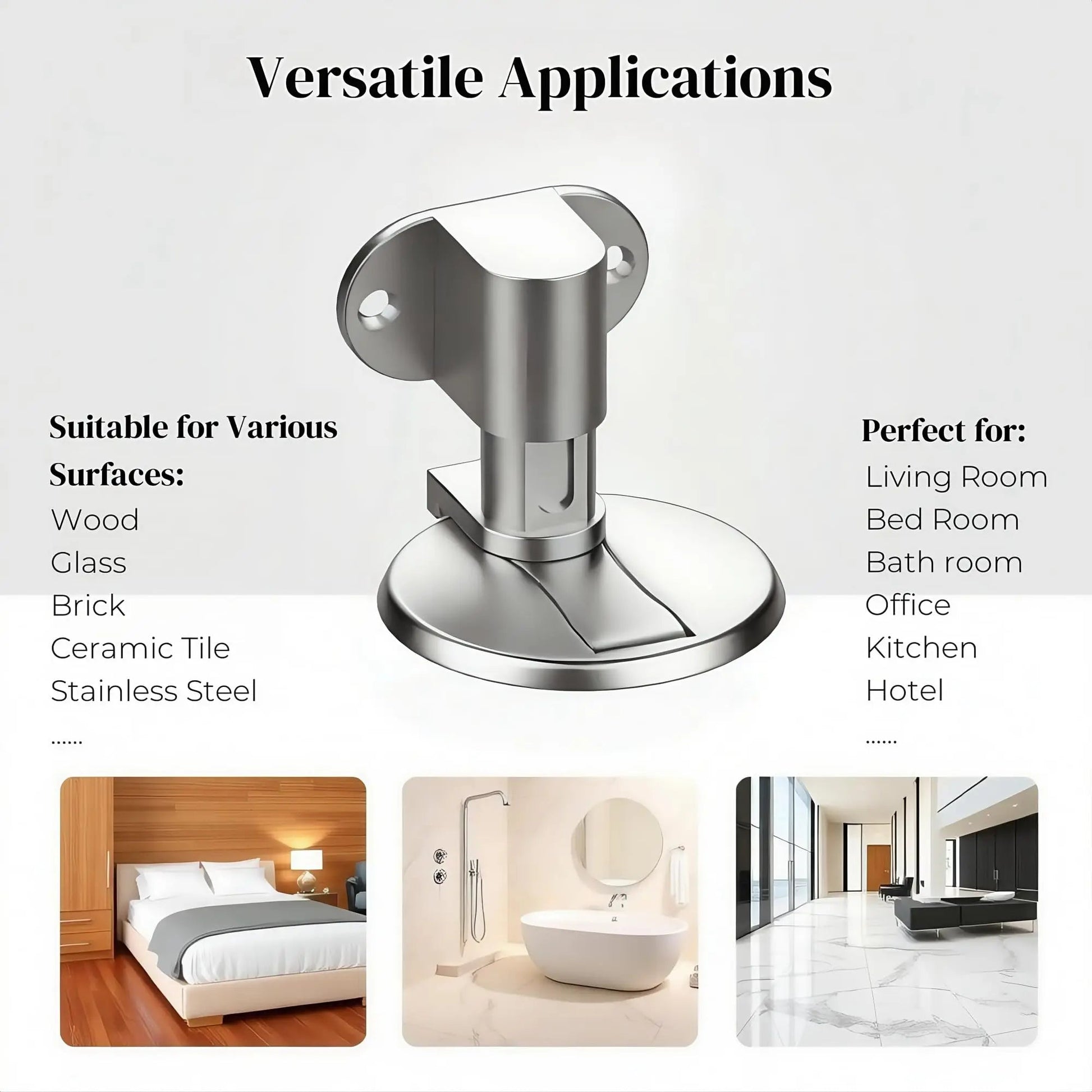 Adjustable Stainless Steel Door Stop Punch-free Strong Magnetic Anti-collision Door Stopper Invisible Bathroom Floor Door Stop Ai-TechWorld 