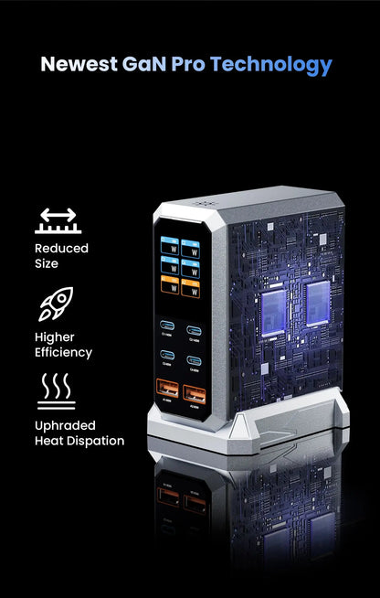 240W GaN Charger 6-IN-1 140W PD3.1 PPS USB Type C Digital Display Fast Charging Station for iPhone 16 15 MacBook Laptops Samsung Ai-TechWorld 