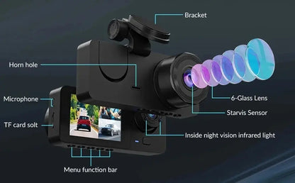 Car DVR 3Channel Dash Cam for Car 4K Video Recorder WIFI APP Dashcam Front and Rear View Camera Night Vision Car Accessories Ai-TechWorld 