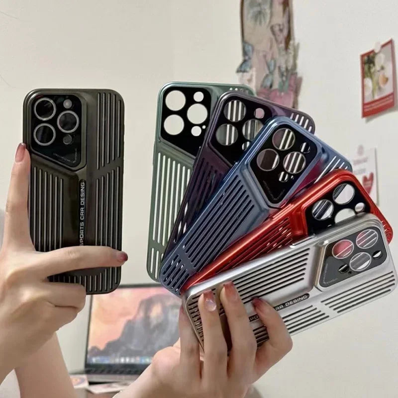 Comes With lLns Film Breathable Heat Dissipation Cooling Cases For iPhone 16 15 Pro Max 14 13 12 11 PC Hard Back Covers Ai-TechWorld 