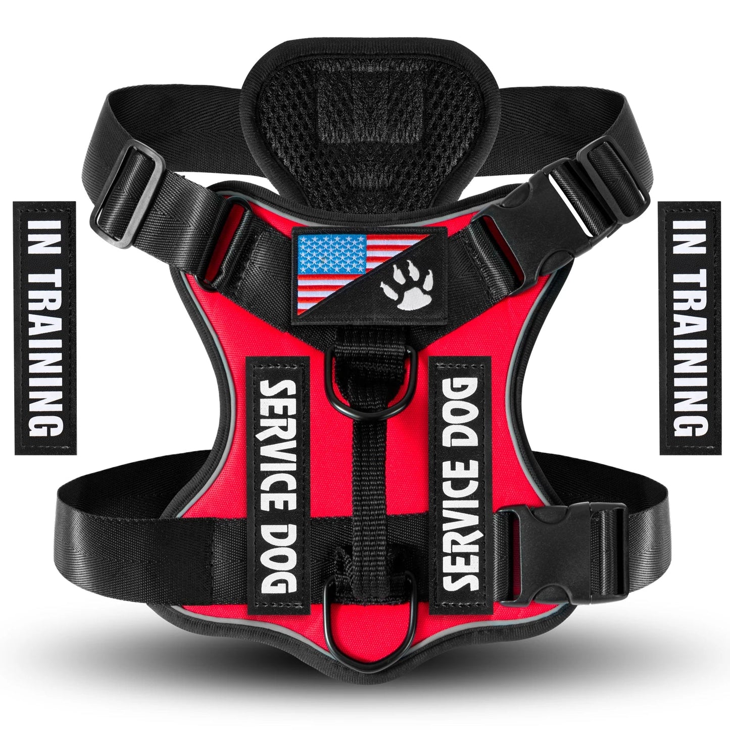 Service Dog Harness, Reflective Dog Vest Harness with 5 PCS Patches, Adjustable Soft Oxford Pet Harness, Inner Layer Mesh, Easy Ai-TechWorld 