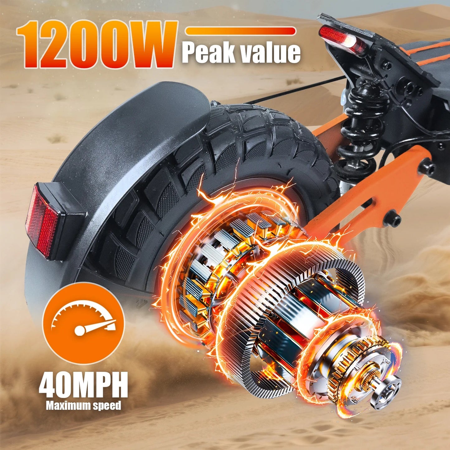 1200W Peak Motor Fold Adult Electric Scooter 48V 18AH 40MPH 11-inch off-roadTires Front and Rear Disc Brakes and Shock Absorbers Ai-TechWorld 