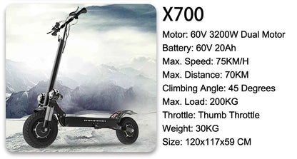 [8 models]10/11 Inch 48V-72V 1000W-6000W Electric Scooter 50-85km/h Fast E Scooter Off Road Electric Kick Scooter Foldable Adult Ai-TechWorld 