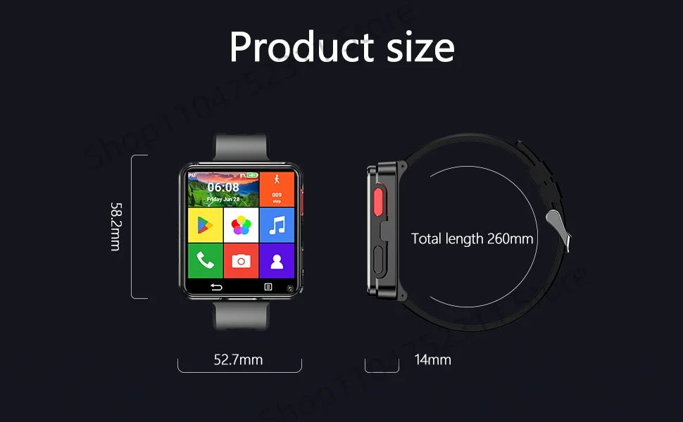 S998 4G Smart Watch Android 11.0 OS Smartwatch 2.64 inch Large Screen 480*480 MTK6739 500W Dual Camera 1200mAH Battery Wifi GPS Ai-TechWorld 