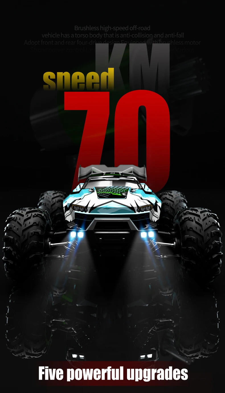 Teeggi 16101 /16102 PRO 1:16 High Speed RC Car With LED Light Drift 70KM/H 4WD RC Off-Road Car Monster Truck Toy For Kid Gifts Ai-TechWorld 