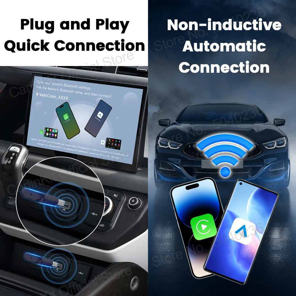 CarlinKit 5.0 Mini Ultra Wireless Adapter Wireless CarPlay Android Auto For OEM Car Plug and Play WiFi Bluetooth Auto Connection Ai-TechWorld 